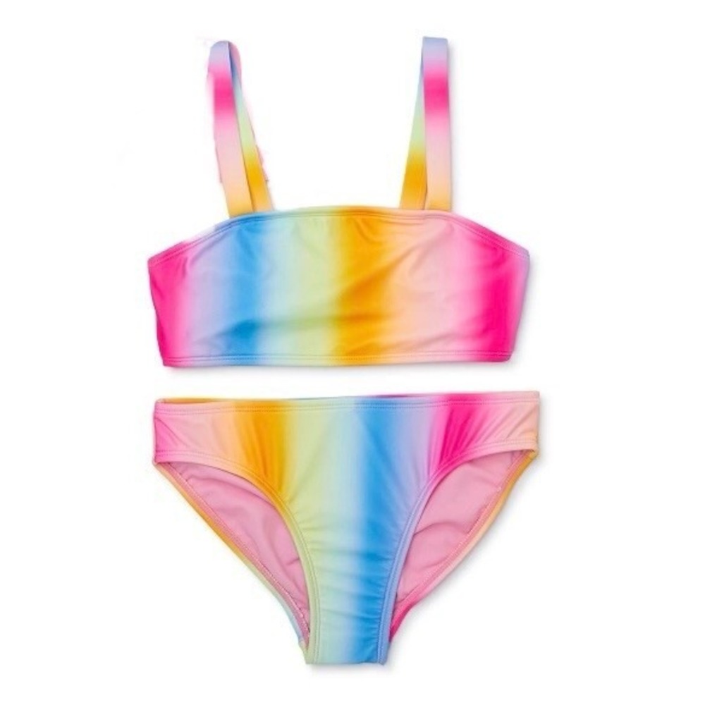 Wonder Nation Girls 2 Piece Bikini Set XL 14-16 New with Tags Gradient Stripe